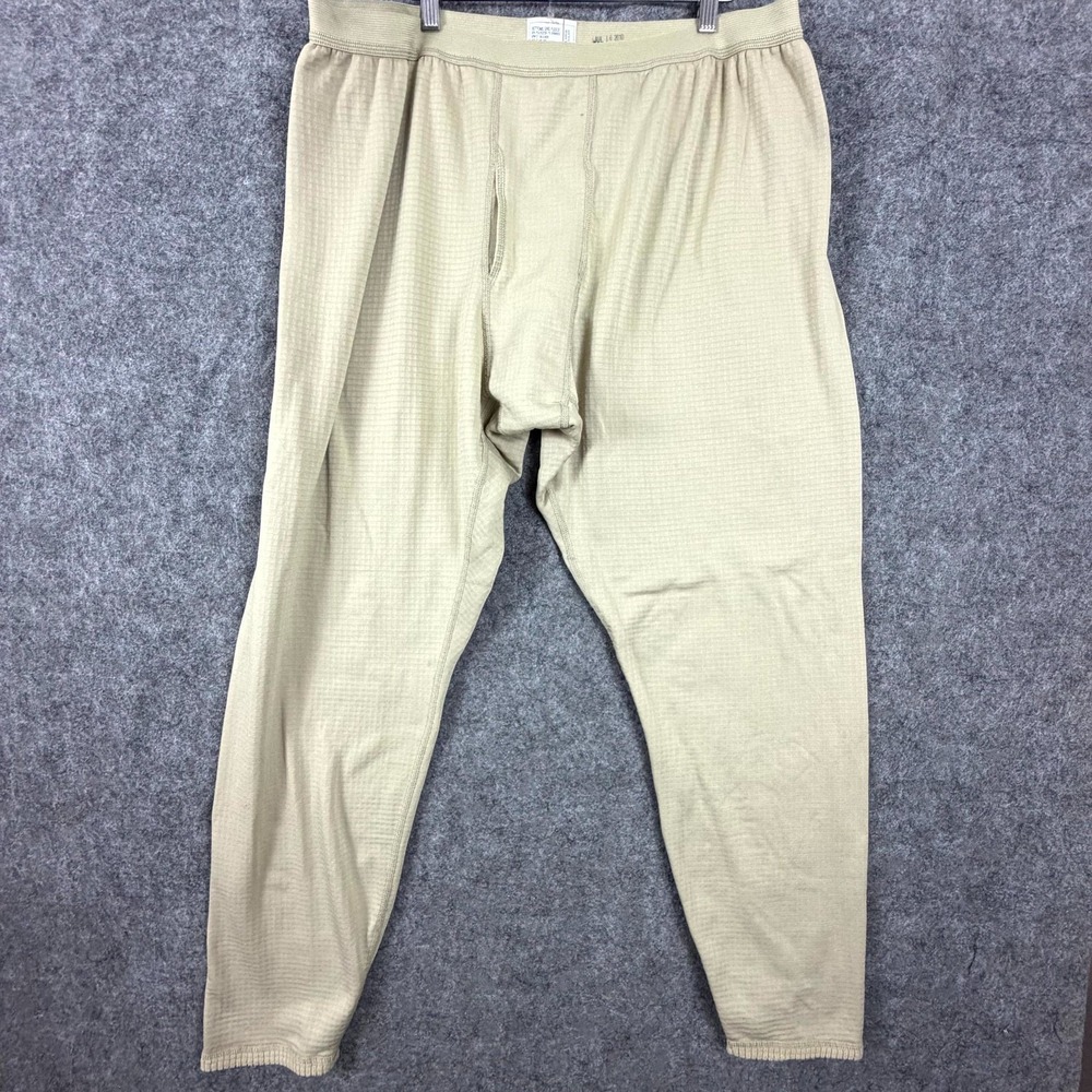 Polartec Bottoms Grid Fleece Base Layer Leggings Mens 2XL Tan Stretch Thermal